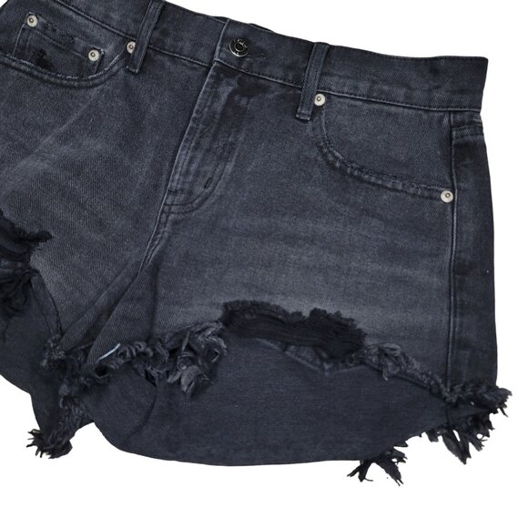 Pistola Black Denim Distressed High-Waist raw hem Shorts Size 27 - Picture 5 of 7
